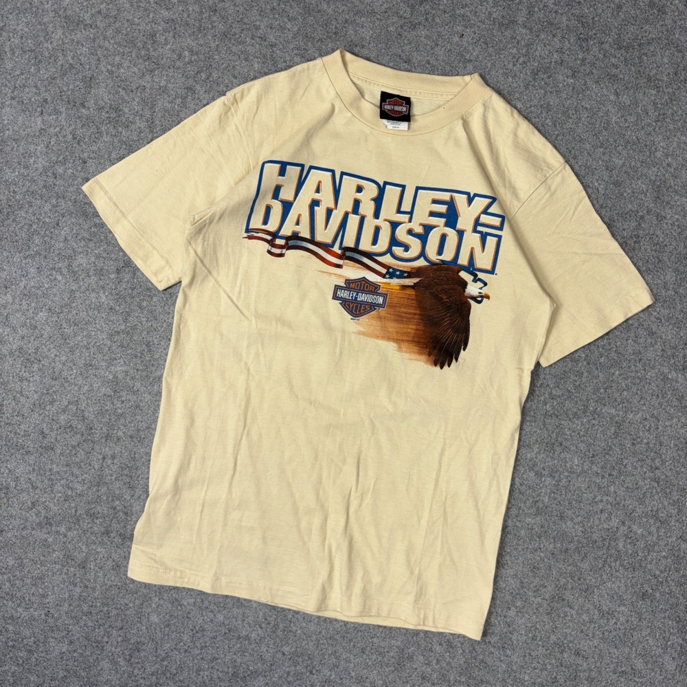 Harley-Davidson Gettysburg PA Battlefield T-Shirt Mens Medium Tan Eagle USA Made